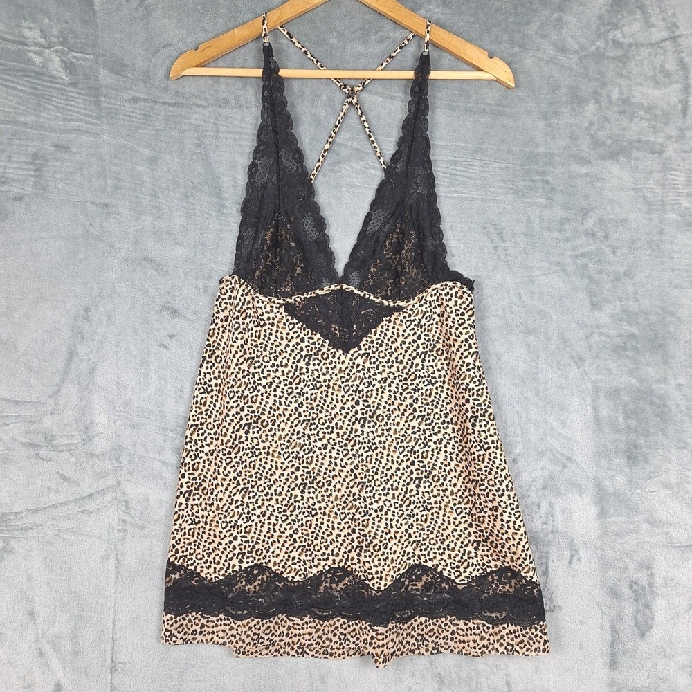 Womens Top Medium Babydoll Y2K Fairy Grunge‎ Coquette Leopard Lace Whimsigoth